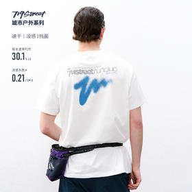 714street夏季凉感7A抗菌速干短袖潮牌宽松圆领反光印花情侣T恤男
