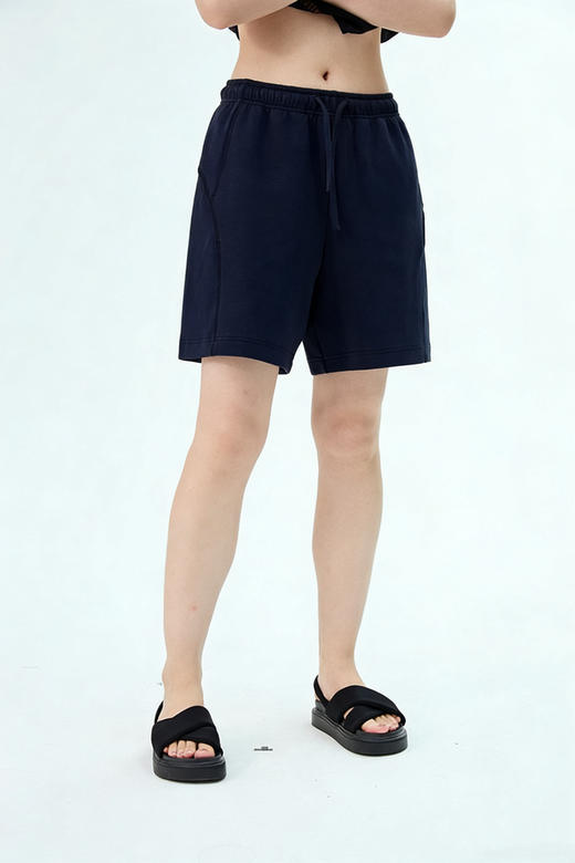 【面料超级大牌 挺阔推荐】水淼春夏装新款加大码女装松紧腰弹力针织短裤2637 商品图1