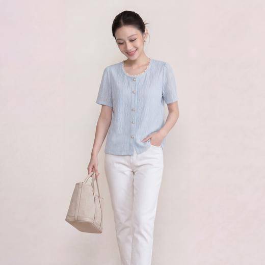 奢姿大码女装2026夏季减龄花边蕾丝圆领小衫胖妹妹时尚名媛风上衣9962294628 商品图1