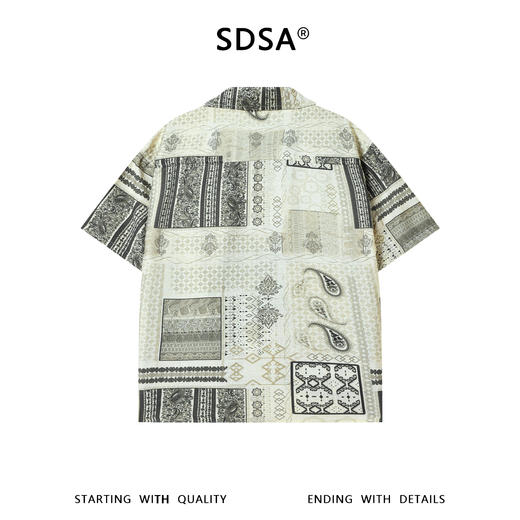 SDSA男装2026新款高贵轻奢潮牌复古腰果花卉翻领短袖衬衫百搭时尚 商品图4