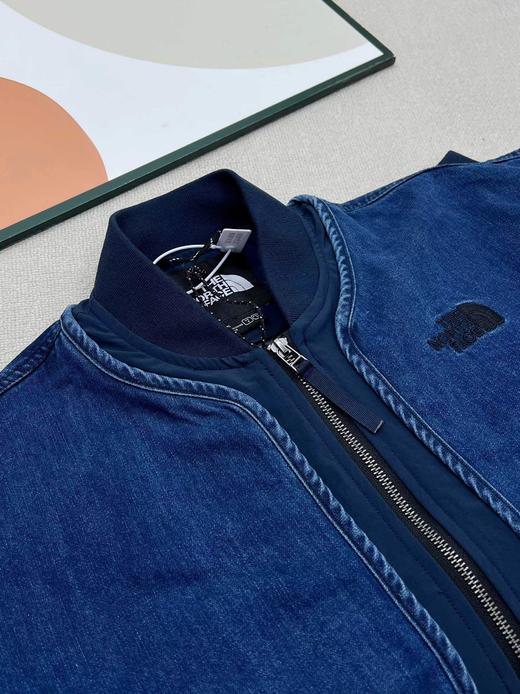 F040742创新拼接情侣款假两件宽松高街棒球领牛仔夹克外套 商品图9