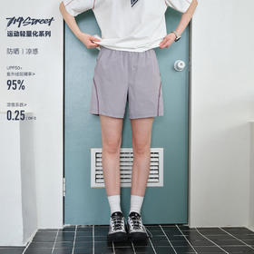 714street夏季防晒凉感明线撞色运动短裤轻薄宽松直筒裤男女同款