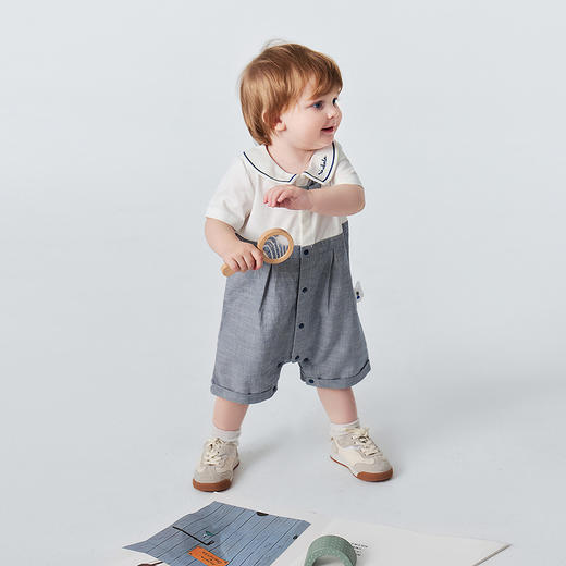 迷你巴拉巴拉婴儿连体衣夏季柔软亲肤哈衣爬服精致绅士风格26新款 商品图3