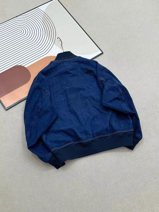 F040742创新拼接情侣款假两件宽松高街棒球领牛仔夹克外套 商品图8