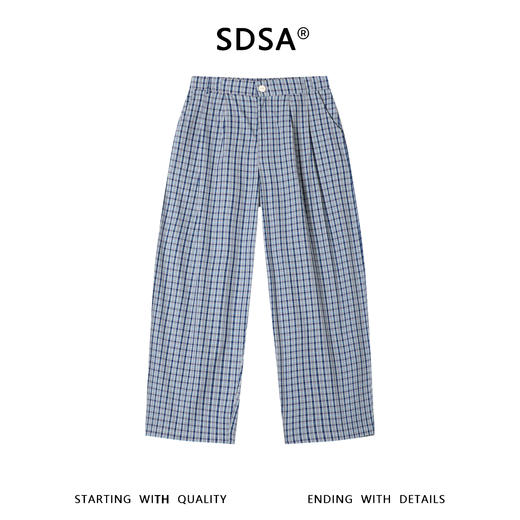 SDSA男装2026新款高贵轻奢韩系撞色格纹格子休闲裤百搭休闲裤子 商品图0