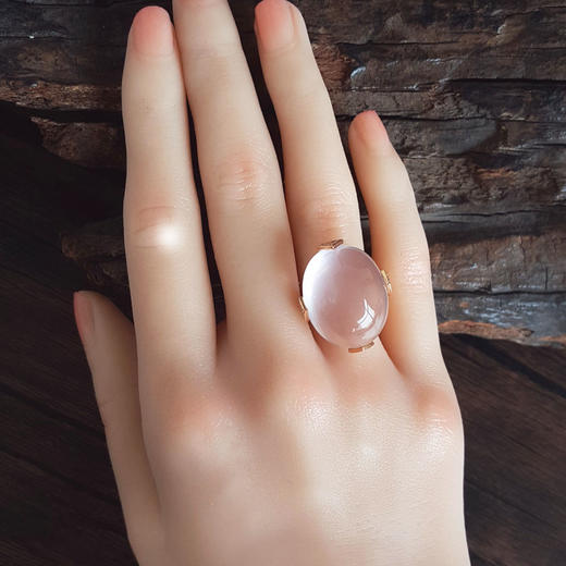 【天然正品】AU750玫瑰金镶钻镶天然近全净体粉色星光芙蓉石戒指16.5号（皆取最大值）141125AH26 商品图7