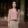 绣韵复古~百搭苎麻V领刺绣衬衫女 时尚休闲宽松显瘦七分袖上衣ZMCR685 商品缩略图2