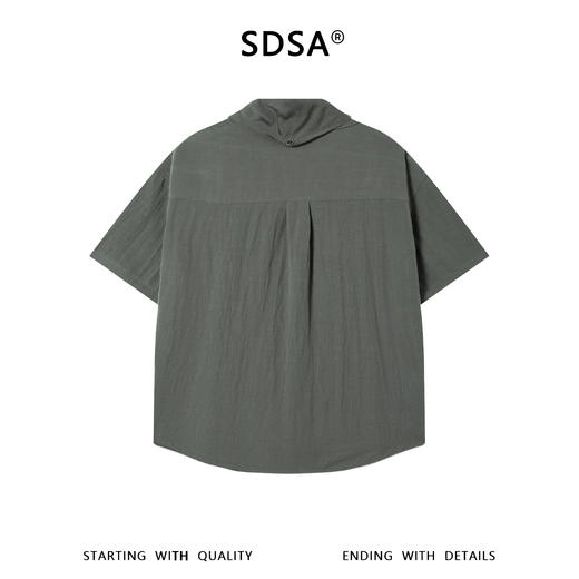 SDSA男装2026新款高贵轻奢小众设计纯色系带翻领短袖衬衫百搭简约 商品图4