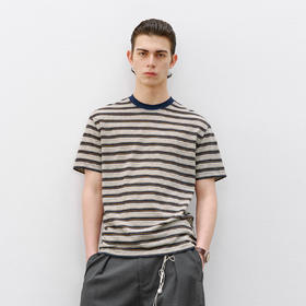 714street复古老钱风花纱条纹短袖T恤男2026夏季宽松半袖情侣体恤