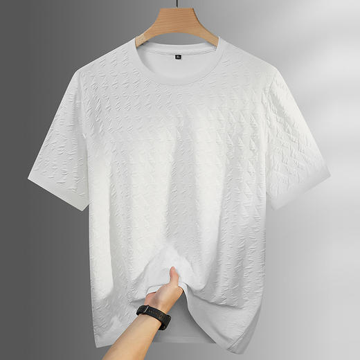 【DPF】大依优型大码男装夏季冰丝圆领短袖T恤提花透气潮流休闲百搭上衣 商品图3