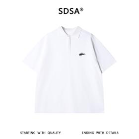 SDSA男装2026新款高贵轻奢潮牌撞色磨毛小标翻领短袖T恤百搭商务