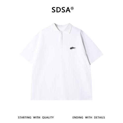 SDSA男装2026新款高贵轻奢潮牌撞色磨毛小标翻领短袖T恤百搭商务 商品图0