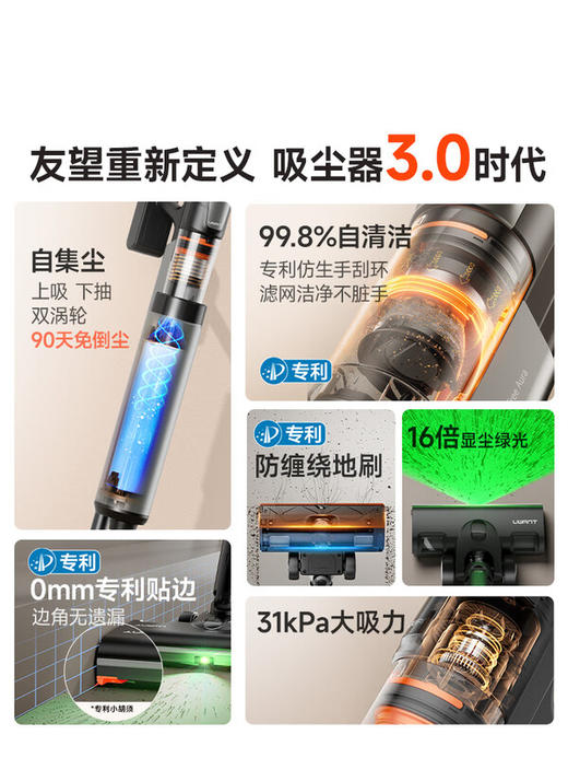 UWANT【国货吸尘器NO.1】友望吸尘器V400Pro家用无线大吸力自集尘【仿生手自清洁】强力车用手持 商品图2