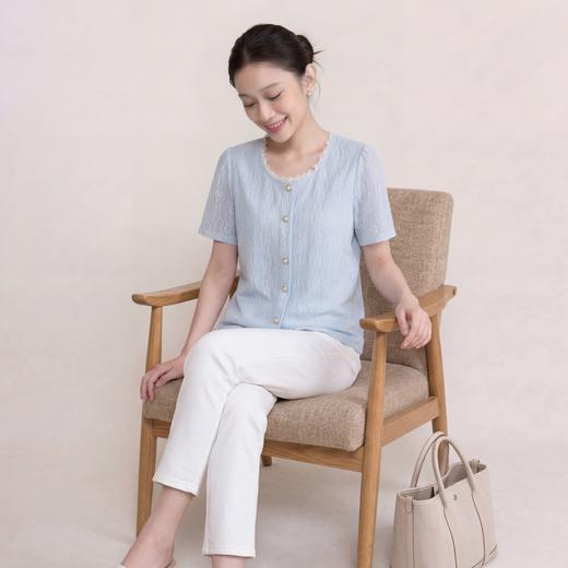 奢姿大码女装2026夏季减龄花边蕾丝圆领小衫胖妹妹时尚名媛风上衣9962294628 商品图2