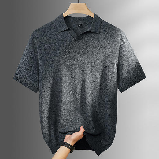 【DPF】大依优型大码男装夏季针织小V领短袖POLO衫商务休闲百搭上衣T恤 商品图3