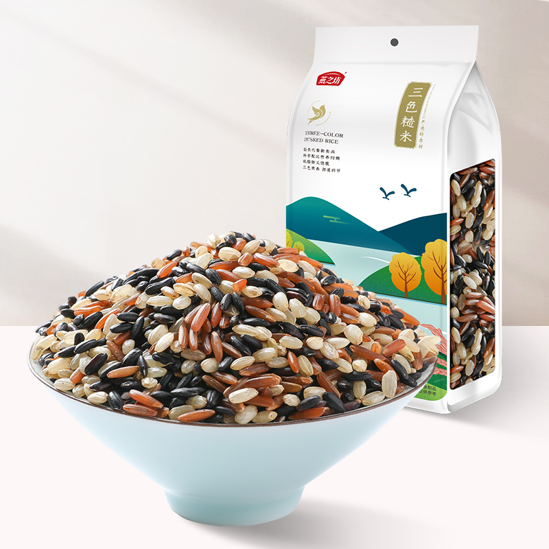 合理配比·三色糙米2斤【燕之坊】三色糙米1kg 杂粮米 五谷杂粮饭 粗粮 黑龙江五常黑米 陕西洋县红米 安徽巢湖糙米 轻食代餐 膳食纤维