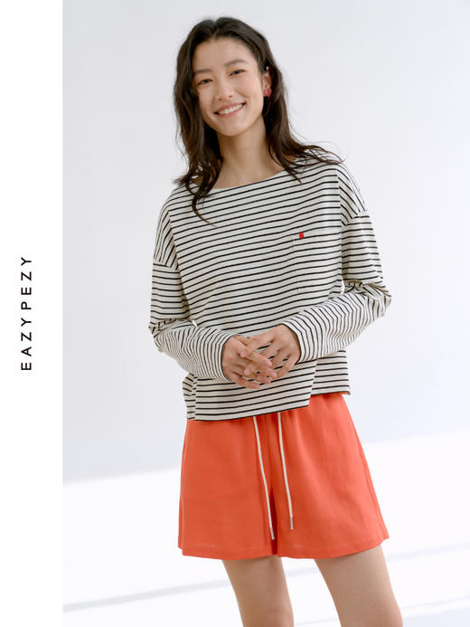 塞纳河·法式船型领条纹长袖T恤 商品图3