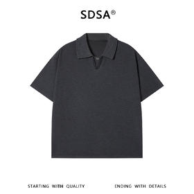 SDSA男装2026新款轻奢潮牌倒三角装饰翻领短袖T恤百搭时尚上衣