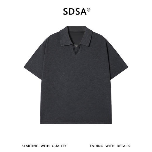 SDSA男装2026新款轻奢潮牌倒三角装饰翻领短袖T恤百搭时尚上衣 商品图0