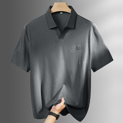 【DPF】大依优型大码男装夏季小V领短袖POLO衫商务休闲透气上衣棉质T恤 商品图4