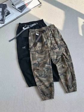 F040757男女同款直筒宽松舒适冲锋裤军事风迷彩工装束脚裤