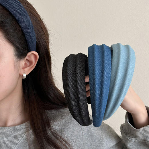 雀说小清新风韩系布艺简约宽边发箍女款新款高颅顶时尚头箍发饰ALW 商品图0