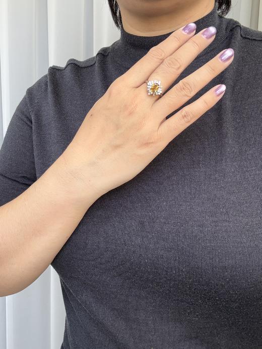 【日本溯源之旅】Pt900 黄蓝宝钻石戒指  经典戴妃款 主石黄蓝宝 1.12ct   围镶钻石 0.3ct  6.9g 指圈15-18 商品图3