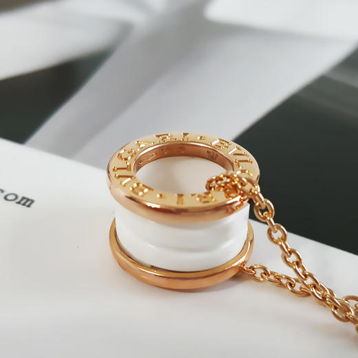 【95新】BVLGARI宝格丽B.zero1系列346082玫瑰金白陶瓷弹簧项链 链长约49cm女士300326NJS29 商品图7