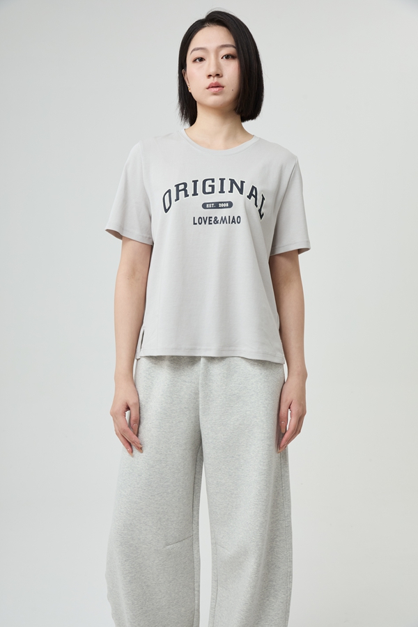 水淼2026春夏季新品时尚百搭字母印花T恤2597