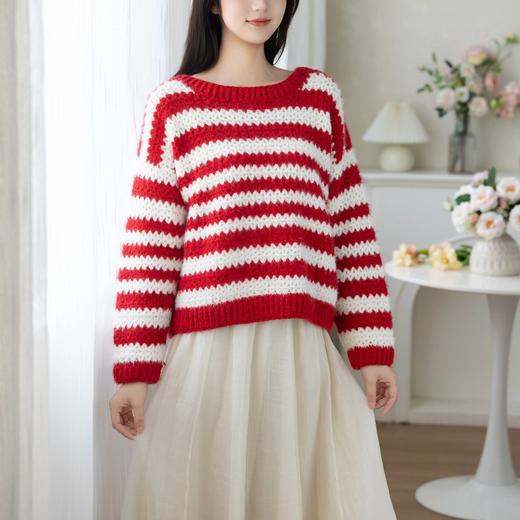 苏苏姐家简约亲子条纹毛衣梦羽版纯色手工diy编织钩针材料包 商品图1