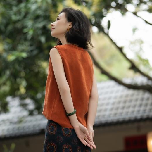 西子/莨华19姆米非遗香云纱红云纱双面穿提花背心吊带/DDTJ1085 商品图4