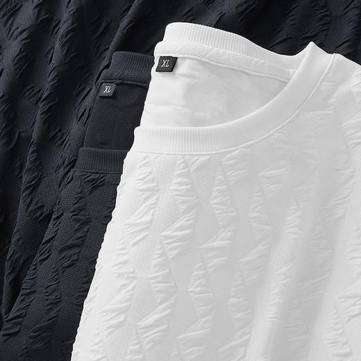 【DPF】大依优型大码男装夏季冰丝圆领短袖T恤提花透气潮流休闲百搭上衣 商品图4