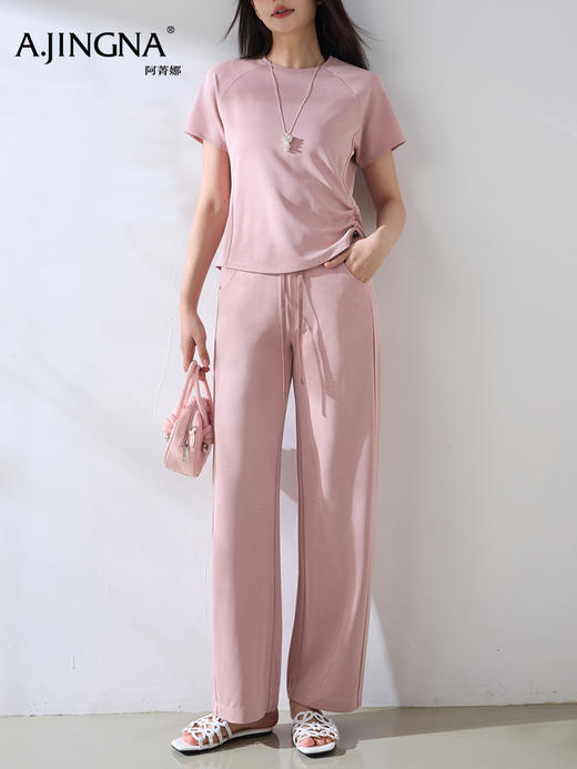 【套装砂洗】阿菁娜春夏新款软糯空气棉套装砂洗工艺柔软挺括透气不闷汗居家外穿皆自在F31X330001 商品图2