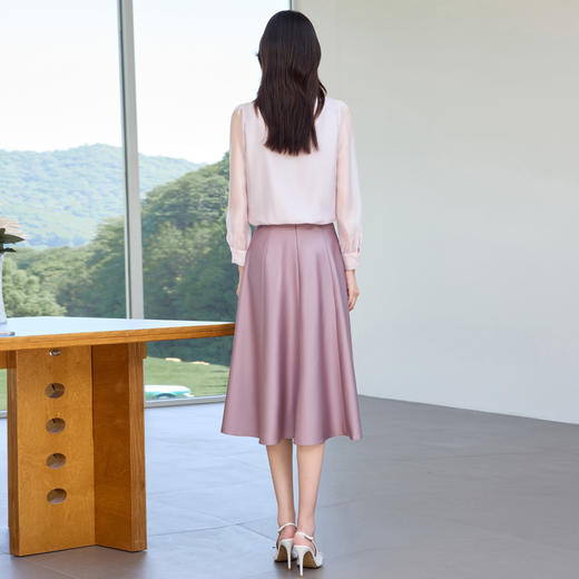 IWY/紫色衬衫套裙窗边紫藤淡紫蝴蝶结衬衫A字裙套装通勤显瘦气质女神 25B785+25S795 商品图6