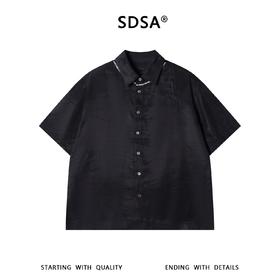 SDSA男装2026新款高贵轻奢美式撞色领口刺绣字母短袖衬衫百搭休闲