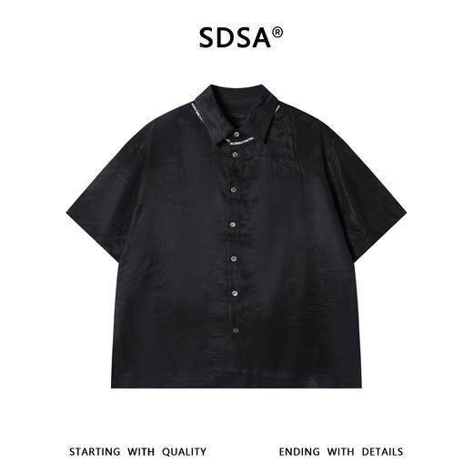 SDSA男装2026新款高贵轻奢美式撞色领口刺绣字母短袖衬衫百搭休闲 商品图0