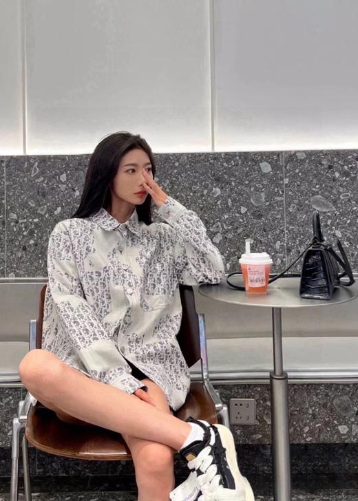 F040723春季新款满印涂鸦水洗牛仔衬衫男女同款休闲上衣外套 商品图8