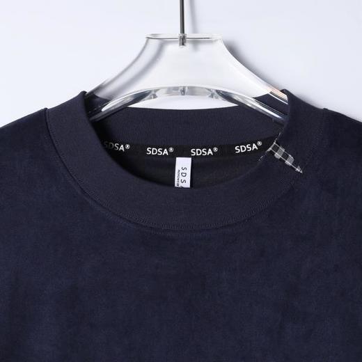 SDSA男装2026新款高贵轻奢高街植绒下摆拼接设计假两件短袖T恤潮 商品图1