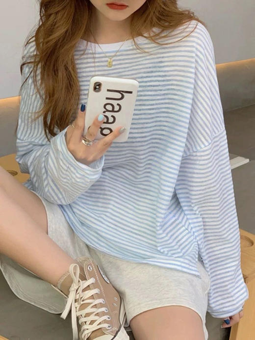 爆款3-7天发货！isabelle marran法式莱赛尔氧气薄荷蓝面膜T恤JS3693017 商品图2