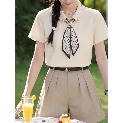 鹿向南【0410/20:00新品前1小时5折限量100件】杏色T恤上衣女流行 商品图3