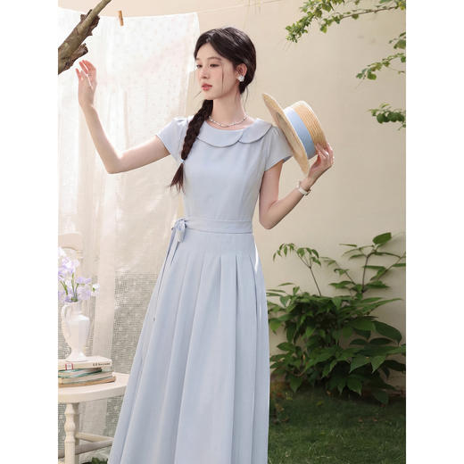 鹿向南【0410/20:00新品前1小时7折限量100件】法式蓝色连衣裙女 商品图0