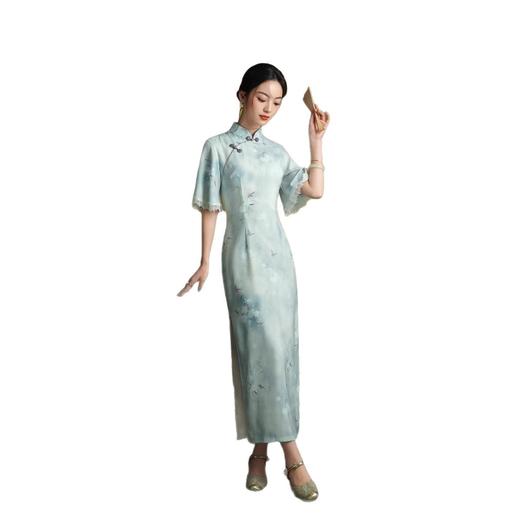 优雅复古高级感年轻款花花旗袍改良新中式国风长款旗袍2839 商品图4