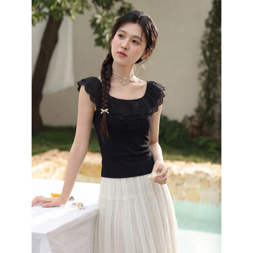 鹿向南「暮色剪影」法式黑色背心吊带女夏新款时尚设计感百搭上衣 商品图3