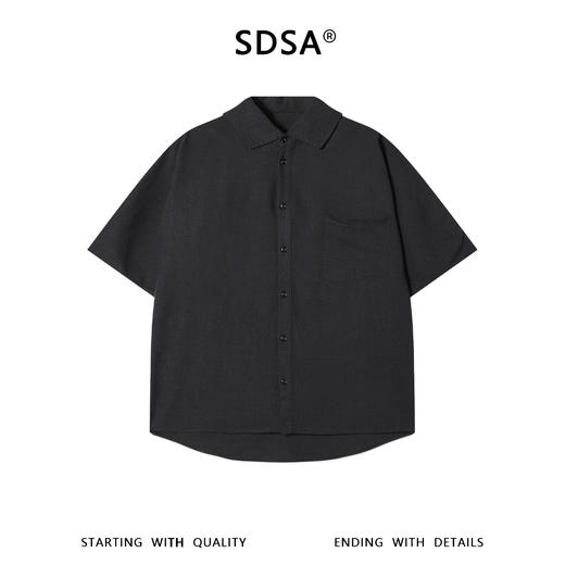 SDSA男装2026新款高贵轻奢极简风口袋拼接短袖衬衫纯色百搭上衣 商品图0
