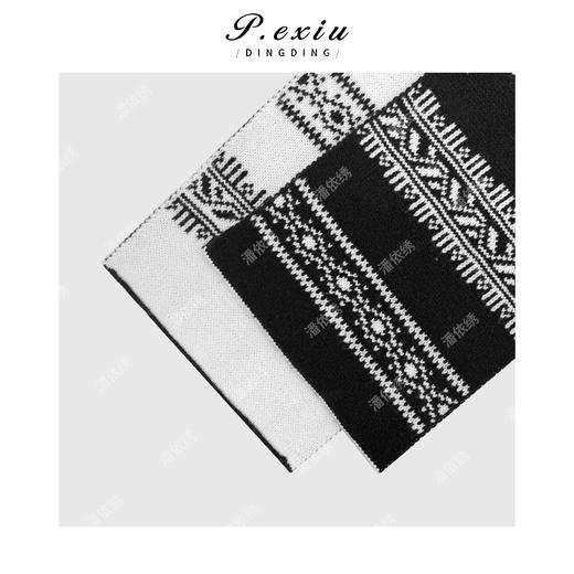 04-2潘依绣丁丁宠粉 费尔岛提花韩系氛围感百搭双两面围巾披肩Q16784 商品图2