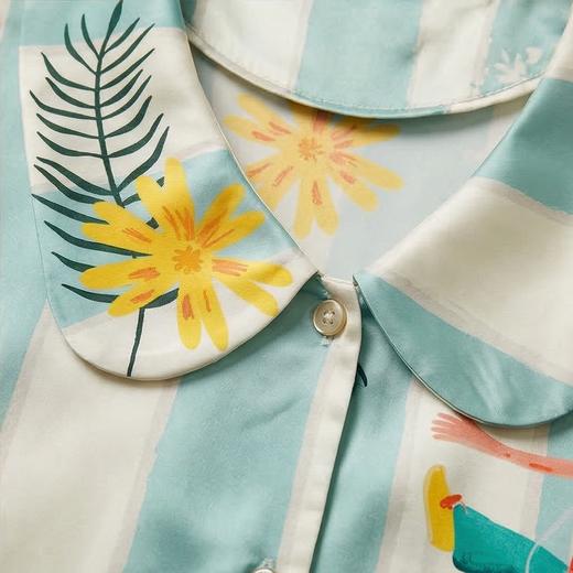 咕咕同款【晴屿Herbier Chic】/李兰迪·明星同款/SANGLUO热带岛睡衣套装桑蚕丝亲肤柔滑可外穿家居服春夏【19姆米素绉缎，100%桑蚕丝】03262815 商品图5