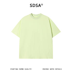 SDSA男装2026新款轻奢弧形下摆宽松短袖T恤小众设计感圆领上衣