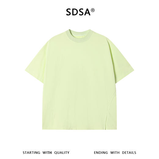 SDSA男装2026新款轻奢弧形下摆宽松短袖T恤小众设计感圆领上衣 商品图0