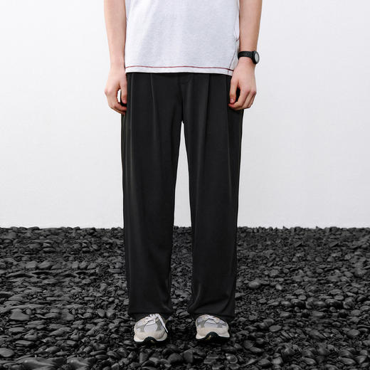 714street柔软舒适抗皱弹力双褶西裤2026夏季宽松显瘦男士休闲裤 商品图1