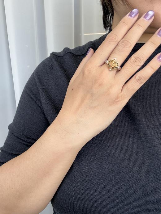 【日本溯源之旅】18K金黄蓝宝设计款戒指  复古蕾丝造型 黄蓝宝1.2ct  精湛无边镶工艺  5.3g. 戒圈19-21 商品图1